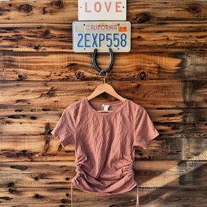 BOZZOLO |  Mauve Ruched Short Sleeve Top